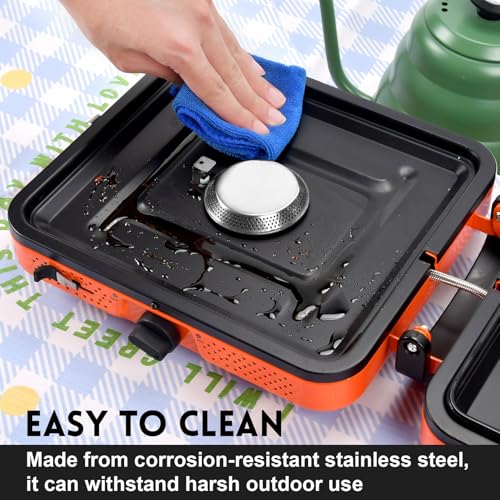 GGC Camping Stove 2 Burner, 20,000 BTU Foldable Camping Stove, Propane Portable Camp Stove with Adjustable Flame, Piezo Ig...