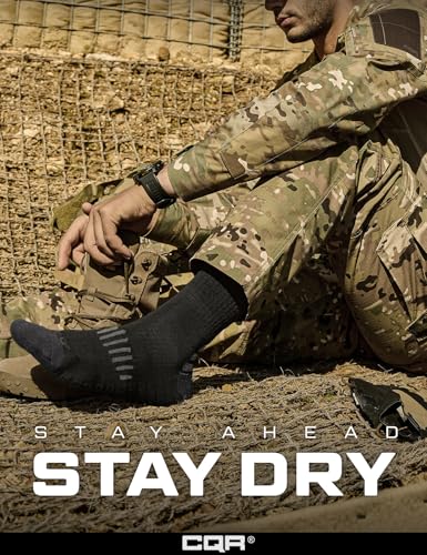 CQR 3 Pack Men and Women Wool Hiking Mid Calf Crew Socks, Moisture Wicking Breathable Outdoor Tactical Cushion boot Socks