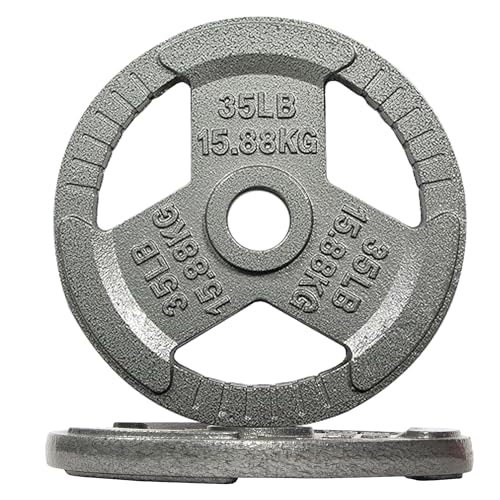 Fitvids Olympic Cast Iron 2-Inch Weight Plate for Strength Training & Weightlifting, Home Gym, Multiple Weights Available