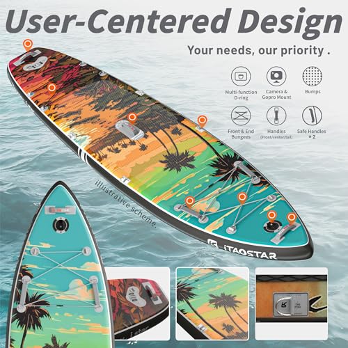 iTAOSTAR Novelty 11'6" x 35" Extra Wide SUP for Enhanced Stability - Inflatable Stand Up Paddle Board - Premium Paddle Boa...