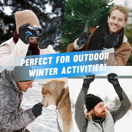 HANDLANDY Insulated Work Gloves, Thermal Winter Gloves Waterproof for Men Women