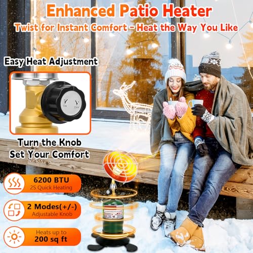 Portable Propane Heater for Camping, Outdoor Small Space Patio Heater with Control Valve, Radiant Cordless Garage Tent Hea...