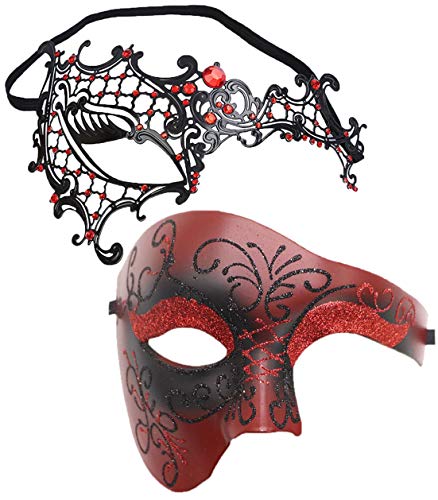 Awlsyj Couples Masquerade Mask Metal Roman Venetian Halloween Mardi Gras Costumes Party Ball Prom Mask