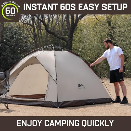 Happy Travel 1/2/3/4 Person Camping Tent, Instant Easy Pop Up Tents for Camping,Automatic Waterproof Family Camping Tent, ...