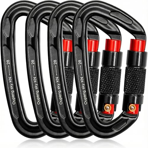 Auto Locking Carabiner Clips - 28KN (6172lbs) Heavy Duty Caribeaners ，4PCS Large Carabiner Clip for Keychains，Hammock，Camp...
