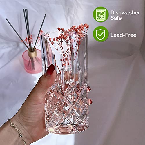 Qipecedm Drinking Glasses, 8 Piece Crystal Glass Cups, Mixed Glassware Set, 4 pcs Crystal Old Fashioned 11oz Highballs and...