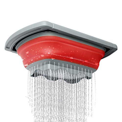 Qimh Colander Collapsible, Over The Sink Veggies/Fruit 6-Quart Strainers and Colanders with Extendable Handles, Folding St...