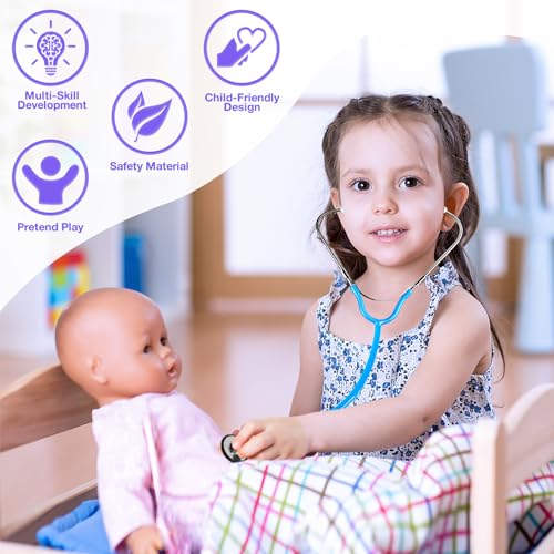 IVENRXIU Kids Doctors Play Set, 15 Pcs Doctor Kit for Toddlers 3-5, Doctor Set with Real Stethoscope, Pretend Play Toys fo...