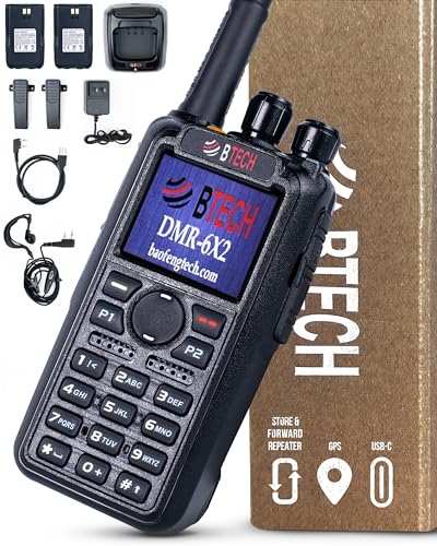 BTECH DMR-6X2 DMR & Analog Dual Band Two-Way Radio (USB-C Battery) – 7W VHF/UHF (136-174MHz & 400-480MHz), Encryption, GP...