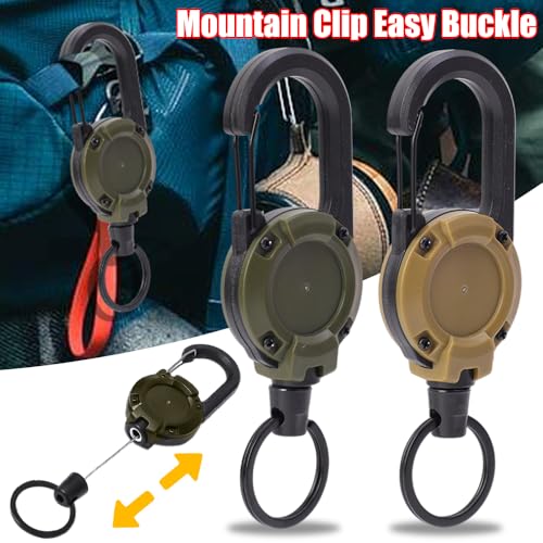 Retractable Keychain Pull Badges Reel Multitool Survival Climbing Buckle Keyring Buckle for Outdoor Camping Equipment