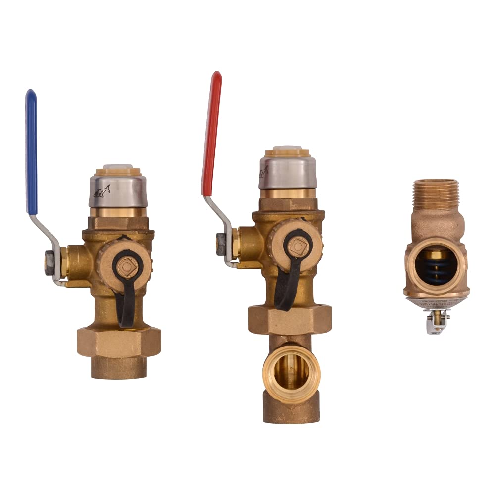 SharkBite 3/4 Inch Push to Connect Tankless Water Heater Valves Installation Kit, 25374