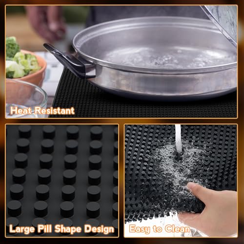 Tioncy 4 Pcs Large Size Bar Mat for Countertop 28 x 16 Inch Non Slip Rubber Mat Service Spill Cocktail Bartending Coffee B...