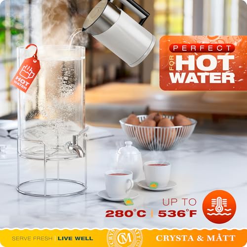2.2 Gallon Glass Beverage Dispenser With Stand | Glass Water Dispenser With Stand | Leakproof Spigot | Ideal for Hot and I...