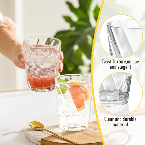 LemonRoad 12 Pack Plastic Drinking Glasses Set Reusable 13.5 oz Rocks & 20 oz Water Cups Set Stackable Plastic Tumblers Ki...