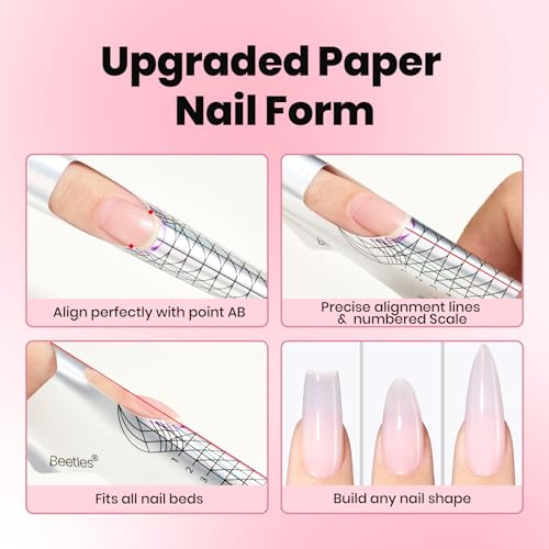 Beetles Builder Gel for Nails-3 Colors 9 in 1 Nail Extension Sculpting Building Clear Nude Pink Hard Gel Kit with Base Top...