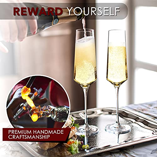 Generic Chouggo Champagne Flutes Set of 6 Hand Blown Crystal Champagne Glasses Hand Crafted by Artisans Premium Crystal Gi...
