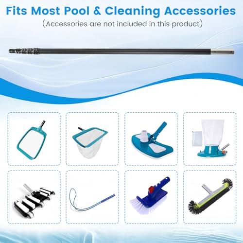 Hliay Pool Pole Carbon Fiber, Premium12FT Pool Pole Telescopic 3.7 to 12 FT, Adjustable 4 Piece Extendable Pool Cleaning P...