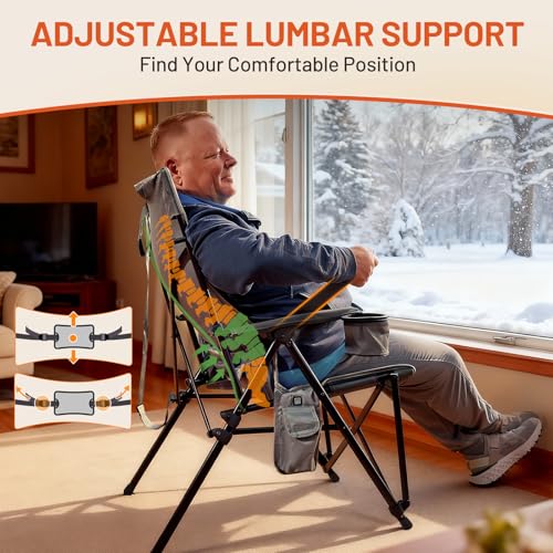 TIMBER RIDGE Oversized Heated Camping Chair with Lumbar Support, Portable Folding Chair Heavy Duty for Adults Supports 450...