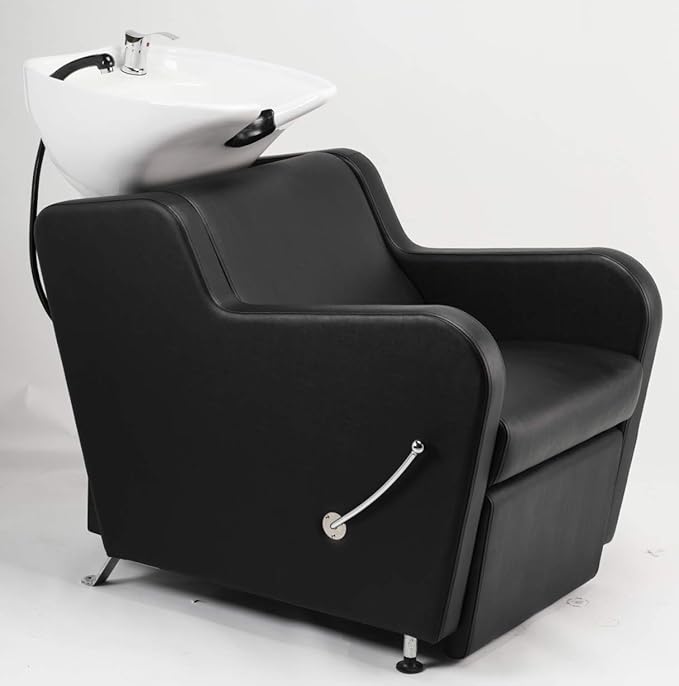 Stanley Shampoo Backwash Unit w/Shampoo Bowl, Sink & Faucet for Beauty Spa Barber Shop, Professional Hair Salon Equipment, White