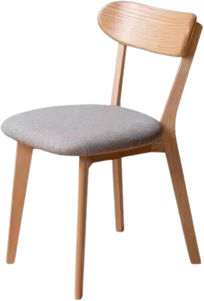 Hymus 100% Solid Oak Wood Dining Room Chairs - Practical Kitchen Chairs for Dining Room, Kitchen, Living Room (1, Natural with grey cushion), H-Y00S12050