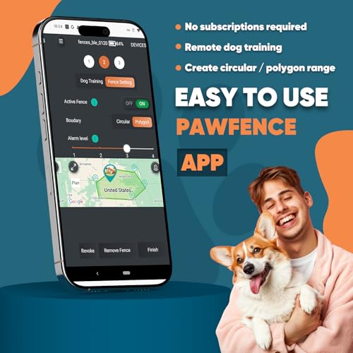 Aweec GPS Electric Dog Fence with Free App, Wireless Fence System with Training Collar, Portable for Outdoor Use, Recharge...