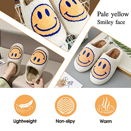 Bevaney Smile Face Slippers for Women - Soft Plush Retro Preppy Slip-on Comfortable Indoor/Outdoor Shoes