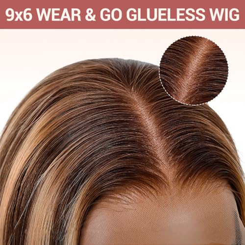 Blonde Wigs Human Hair Glueless Pre Plucked Pre Cut 26 Inch Ombre Lace Front Wig Human Hair 9x6 Loose Body Wave Wig Human Hair 220% Density Glueless Wigs for Black Women