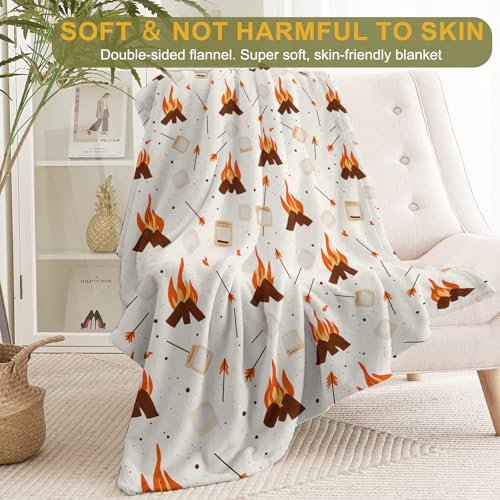 ainori Campfire Fleece Blanket - Lightweight Soft Cozy Gifts Throw for Camper Lovers,Women,Adult,Toasted Marshmallow Flame...