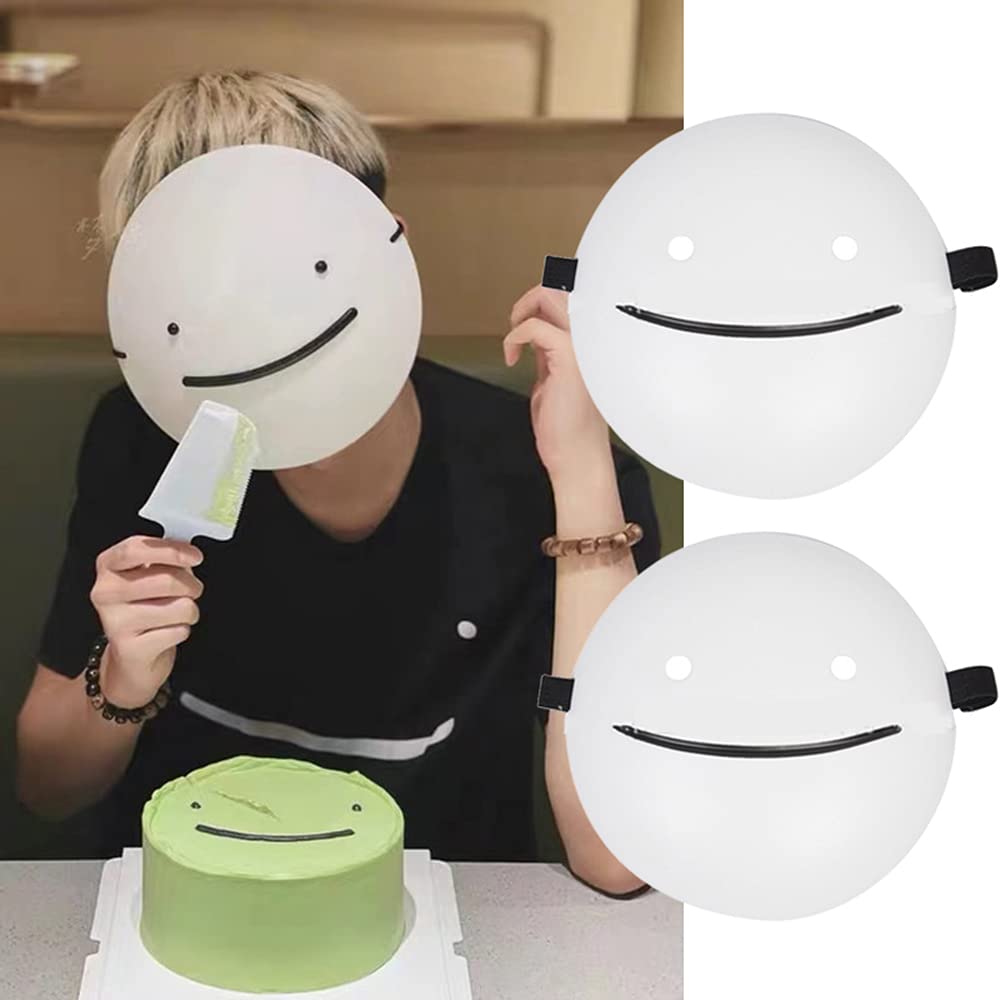 DEAUVIOR Unisex Halloween Dream Mask Anime White Smile Dream Masks Full Face Mask Helmet Cosplay Props Party Accessories (9 inch)