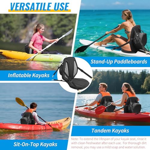 Vashly Kayak Seat with Back Support Universal Thicken Cushion Paddle Board Seat with Storage Bag for Sit-on-Top Kayak, Inf...