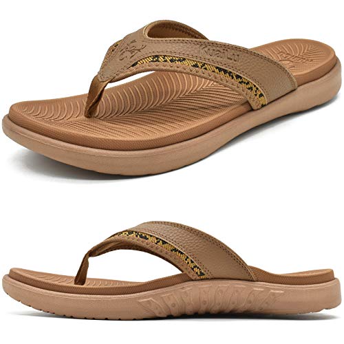 KuaiLu Mens Sport Flip Flops Comfort Orthotic Thong Sandals with Plantar Fasciitis Arch Support Outdoor Summer Beach Size ...