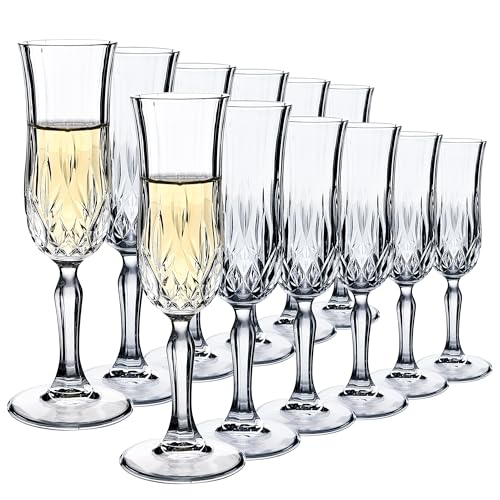 YANGNAY Champagne Flutes Set of 12, Elegant 4 oz Sparkling Wine Glasses with Long Stem, Perfect for Birthdays Weddings