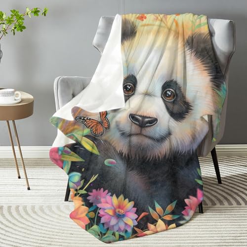 dhakalrlde Funny Panda Throw Blanket - Ultra Soft, Plush, Lightweight, Warm, Fuzzy Anti-Pilling Flannel Blanket for Couch,...