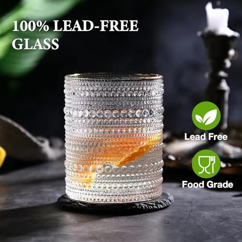 Hlukana Vintage Hobnail Drinking Glasses Set of 8, 12 oz Highball Glasses & 10 oz Cocktail Glasses Set, Kitchen Water Glas...