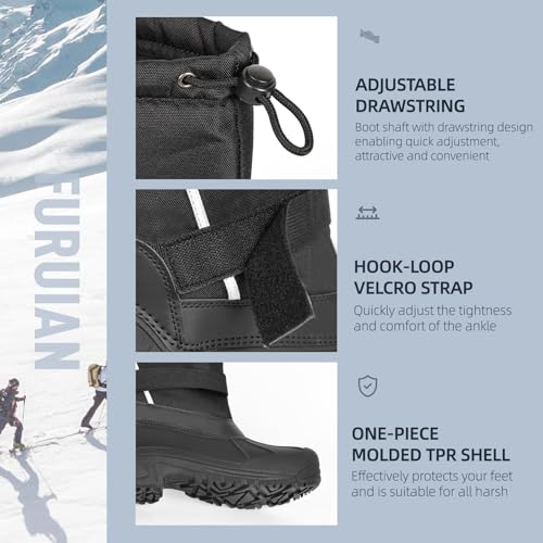 Furuian Insulated Snow Boots for Men Waterproof Winter Boots for Men Outdoor Non Slip Hiking Snow Duck Boot Mens Winter Du...