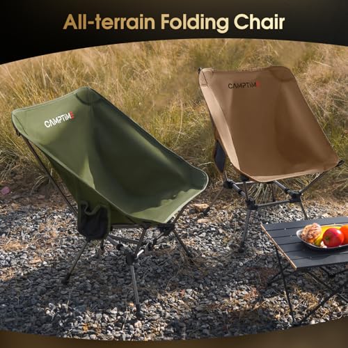 Camptime Portable Camping Chair Plus, Larger & Roomier, Compact and Lightweight, Folding Chair for Backpacking & Hiking, 3...