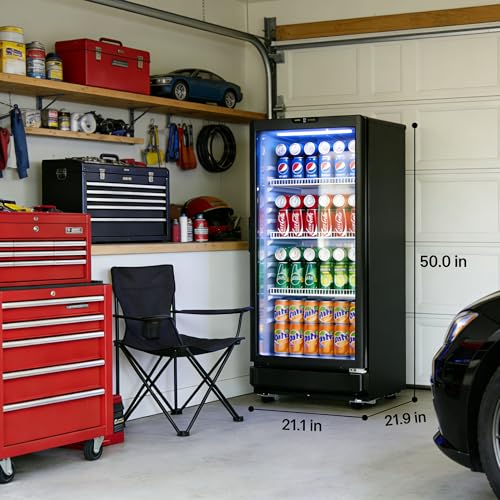Vivacool 6 Cu.Ft Commercial Refrigerator, Beverage Refrigerator Cooler with Glass Door, Lock & Adjustable Shelves, Quiet F...