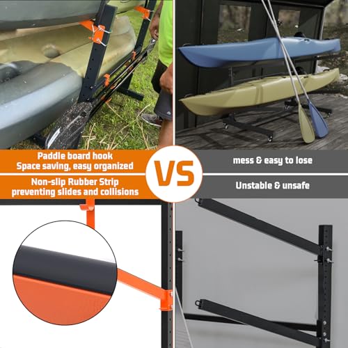 UOKRR Kayak Storage Rack, Freestanding Kayak Racks for Garage, Heavy Duty Adjustable Kayak Stand Indoor Outdoor Storage Ra...