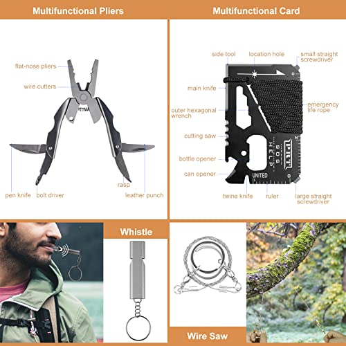 Survival Kit 34 in 1 Emergency Tactical Survival Gear Camping Tool Accessories Equipment Gifts for Men Christmas Stocking ...