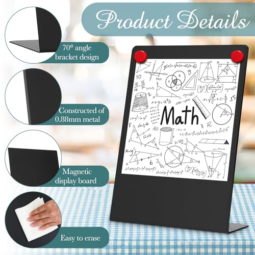 Fainne Magnetic Bulletin Board with Easel Stand Mini Black Magnet Metal Tabletop Memo Display Board for Back to School Men...
