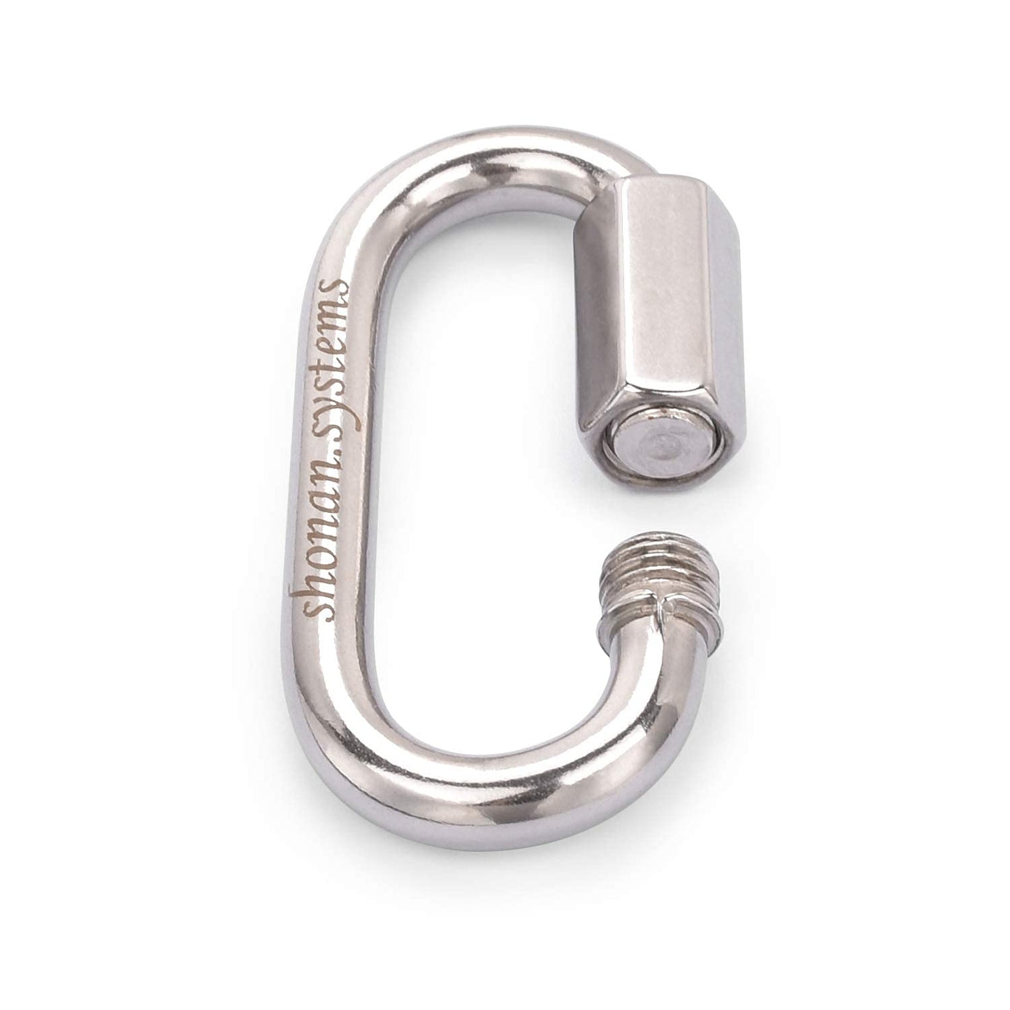 SHONAN 2.3 Inch Stainless Steel Chain Quick Links- 5 Pack 1/4" Locking Carabiners, Chain Hooks, Twist Key Ring Screw Chain Link, 650 Lbs Capacity