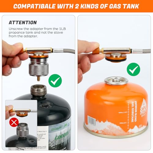 Odoland 3500W/6800W Windproof Camp Stove Camping Gas Stove with Fuel Canister Adapter, Piezo Ignition, Carry Case, Portabl...