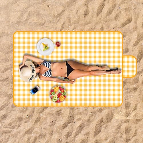 Wulitaotao Outdoor Picnic Blanket, 80" x 60" Foldable Waterproof Sand Beach Mat for Beach, Camping & Lawn, Sandproof & Por...