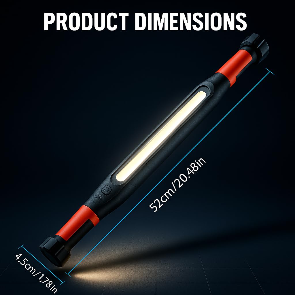 2026 Magnetic Rechargeable LED Work Light Bar, Under Hood Mechanic Light for Car Repair, Garage, Shop & Detailing, Portable Cordless Trouble Light with Strong Magnet & Hanging Hook (1 Pack)