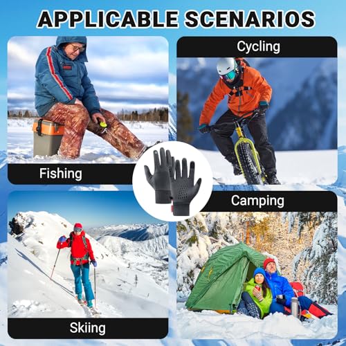 Thermal Gloves Cold Weather Touchscreen Insulated Gloves with Anti-Slip for Men Women Outdoor Running Cycling Sports