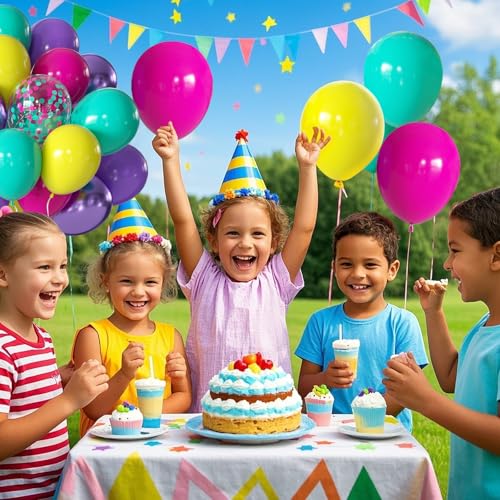 CVPARTYON Pink Blue Purple Balloon, 60 Pcs 12 Inches Hot Pink Metallic Purple Yellow Confetti Balloons for Birthday Party ...