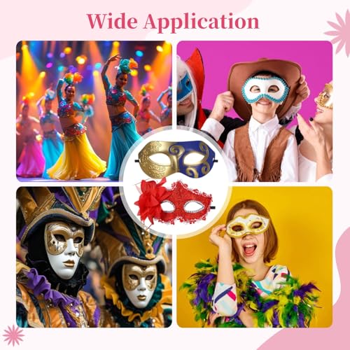 Toyosport 32 Pack Couple Masquerade Masks, Mardi Gras Mask, Christmas Masks, Elegant Feather & Rhinestone Half Face Masks ...