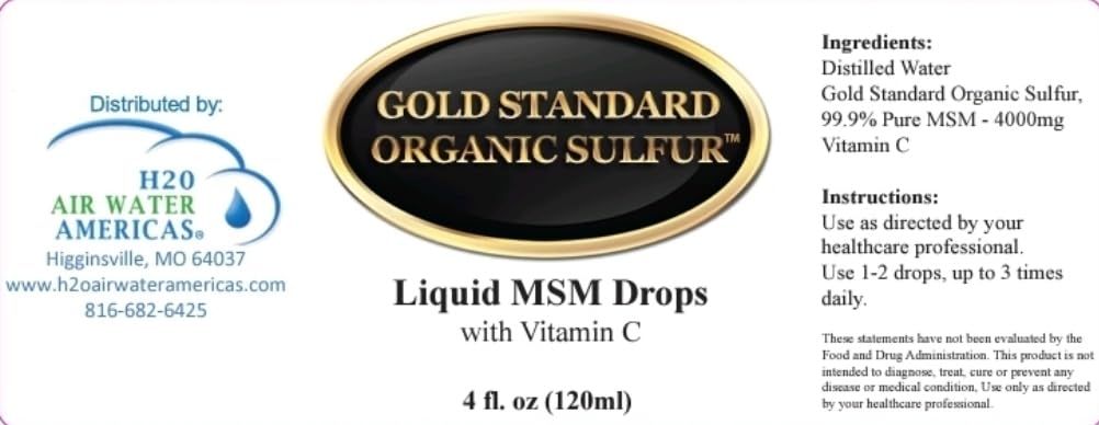 H2O Air Water Americas Liquid MSM Drops with Vitamin C - 8 Ounces