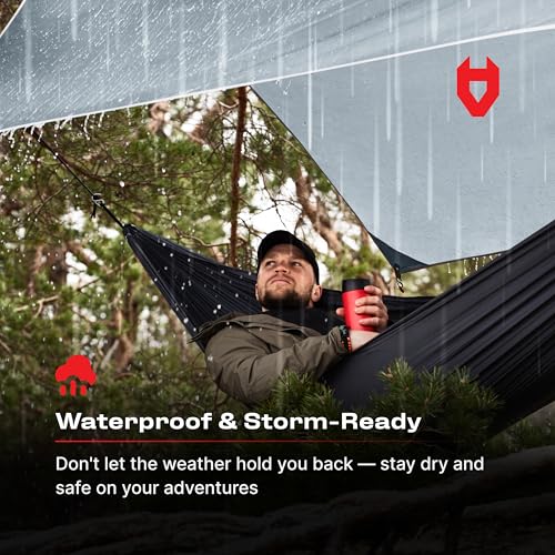 Rain Fly12x10 Lightweight Survival Camping Tarp; 100% Waterproof; Makes a Great Backpacking Tarp or Hammock Shelter; Comes...