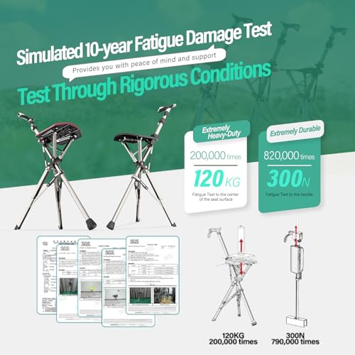 Ta-Da Chair Series 1 Pro, Portable Trekking Hiking Pole, Folding Walking Stick with Seat, Walking Cane with Chair, Foldabl...